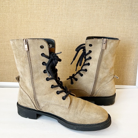 Zara Suede Combat Boots Size 40 - Picture 4 of 14